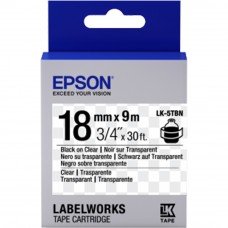 Epson Label Cartridge 18mm Black on Transparent Tape 